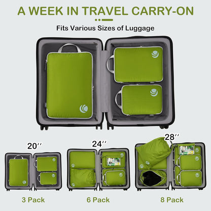 Compression Packing Cubes, Ultralight Luggage Organizer Bags, Travel Essentials for Carry on Suitcase (White)