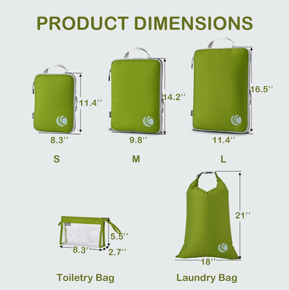 Compression Packing Cubes, Ultralight Luggage Organizer Bags, Travel Essentials for Carry on Suitcase (White)