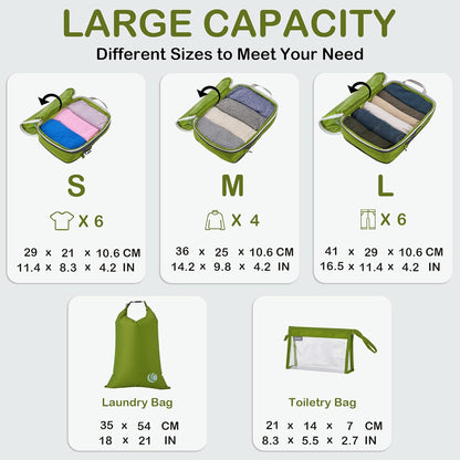 Compression Packing Cubes, Ultralight Luggage Organizer Bags, Travel Essentials for Carry on Suitcase (White)