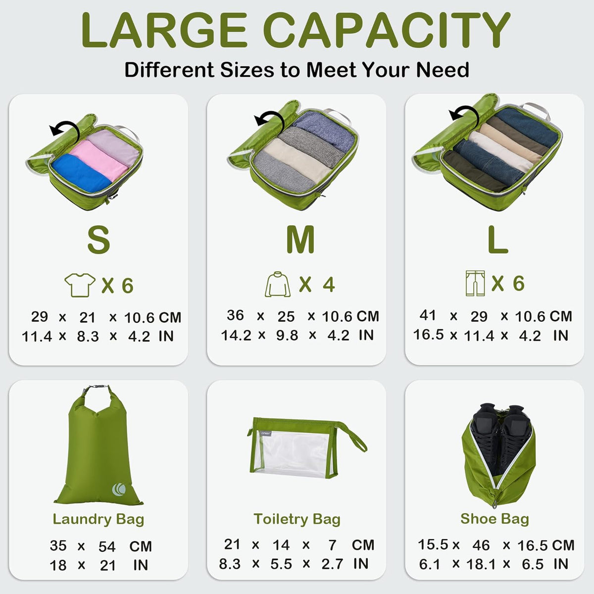 Compression Packing Cubes, Ultralight Luggage Organizer Bags, Travel Essentials for Carry on Suitcase (White)