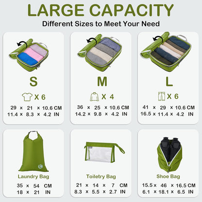 Compression Packing Cubes, Ultralight Luggage Organizer Bags, Travel Essentials for Carry on Suitcase (White)