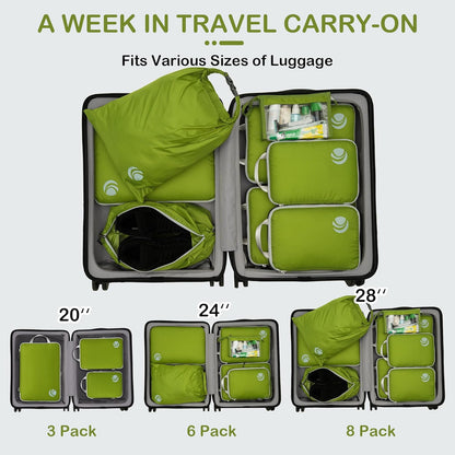 Compression Packing Cubes, Ultralight Luggage Organizer Bags, Travel Essentials for Carry on Suitcase (White)