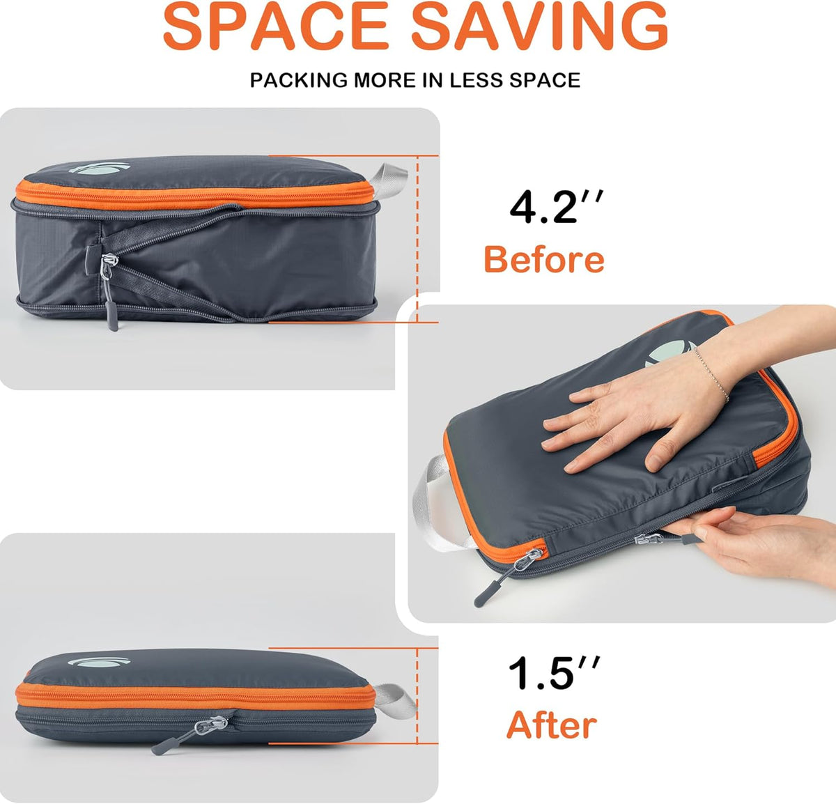 Compression Packing Cubes, Ultralight Luggage Organizer Bags, Travel Essentials for Carry on Suitcase (White)