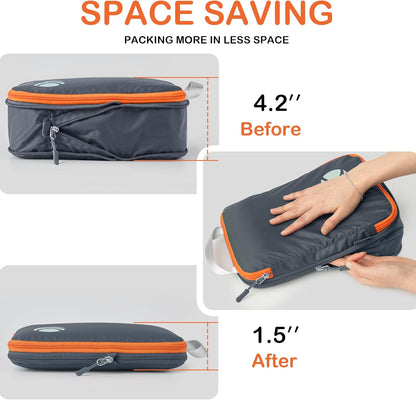 Compression Packing Cubes, Ultralight Luggage Organizer Bags, Travel Essentials for Carry on Suitcase (White)