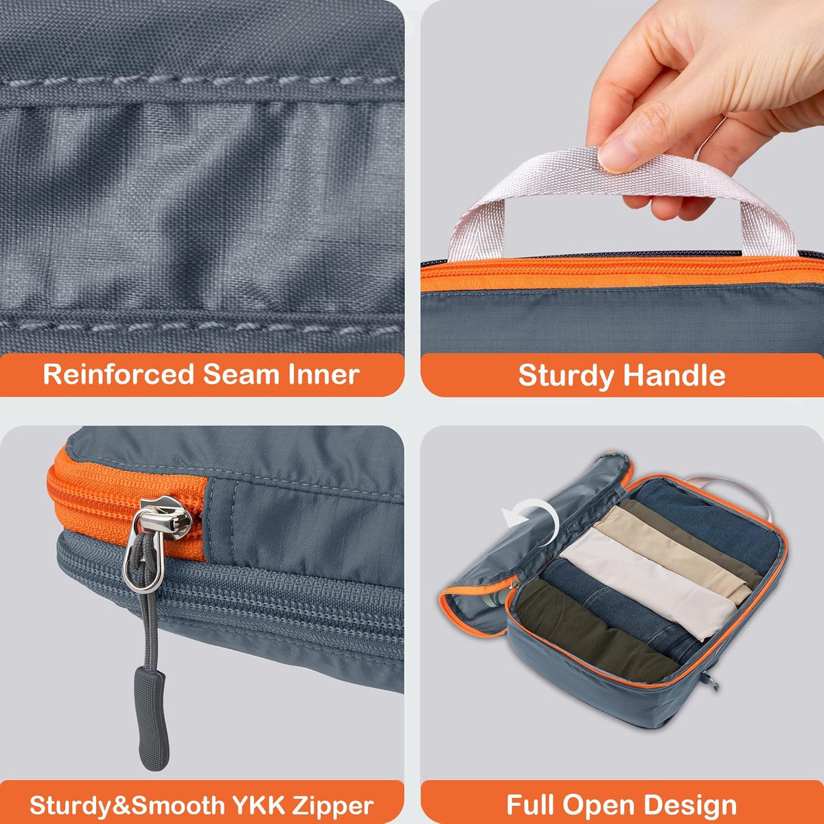 Compression Packing Cubes, Ultralight Luggage Organizer Bags, Travel Essentials for Carry on Suitcase (White)