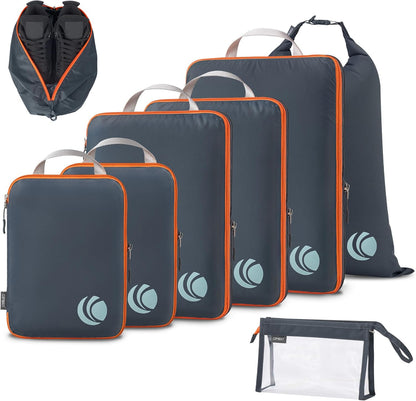 Compression Packing Cubes, Ultralight Luggage Organizer Bags, Travel Essentials for Carry on Suitcase (White)