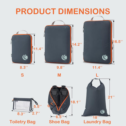 Compression Packing Cubes, Ultralight Luggage Organizer Bags, Travel Essentials for Carry on Suitcase (White)