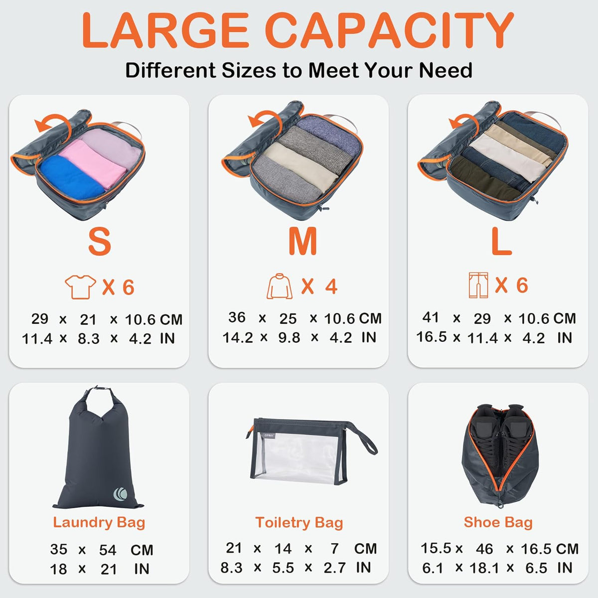Compression Packing Cubes, Ultralight Luggage Organizer Bags, Travel Essentials for Carry on Suitcase (White)