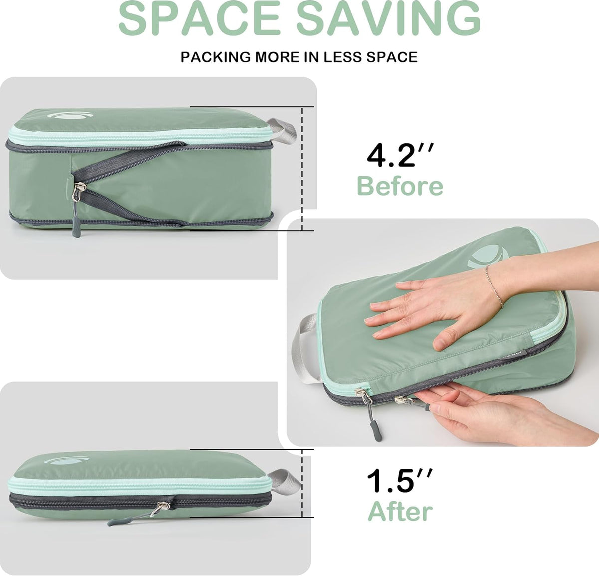 Compression Packing Cubes, Ultralight Luggage Organizer Bags, Travel Essentials for Carry on Suitcase (White)