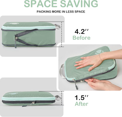 Compression Packing Cubes, Ultralight Luggage Organizer Bags, Travel Essentials for Carry on Suitcase (White)