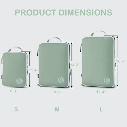 Compression Packing Cubes, Ultralight Luggage Organizer Bags, Travel Essentials for Carry on Suitcase (White)