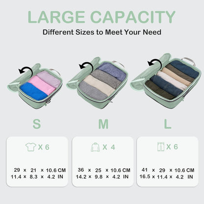 Compression Packing Cubes, Ultralight Luggage Organizer Bags, Travel Essentials for Carry on Suitcase (White)