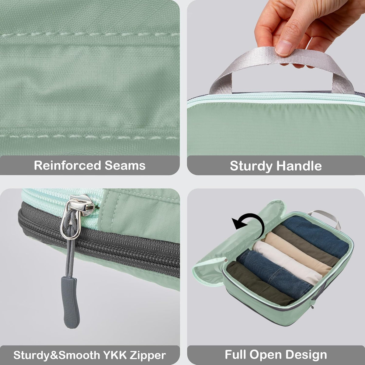 Compression Packing Cubes, Ultralight Luggage Organizer Bags, Travel Essentials for Carry on Suitcase (White)