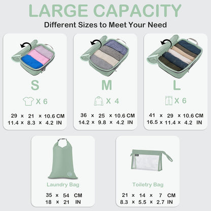 Compression Packing Cubes, Ultralight Luggage Organizer Bags, Travel Essentials for Carry on Suitcase (White)