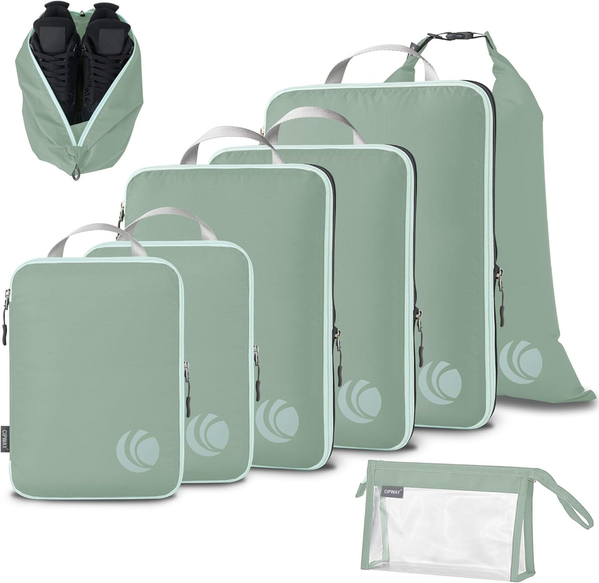 Compression Packing Cubes, Ultralight Luggage Organizer Bags, Travel Essentials for Carry on Suitcase (White)