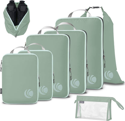 Compression Packing Cubes, Ultralight Luggage Organizer Bags, Travel Essentials for Carry on Suitcase (White)