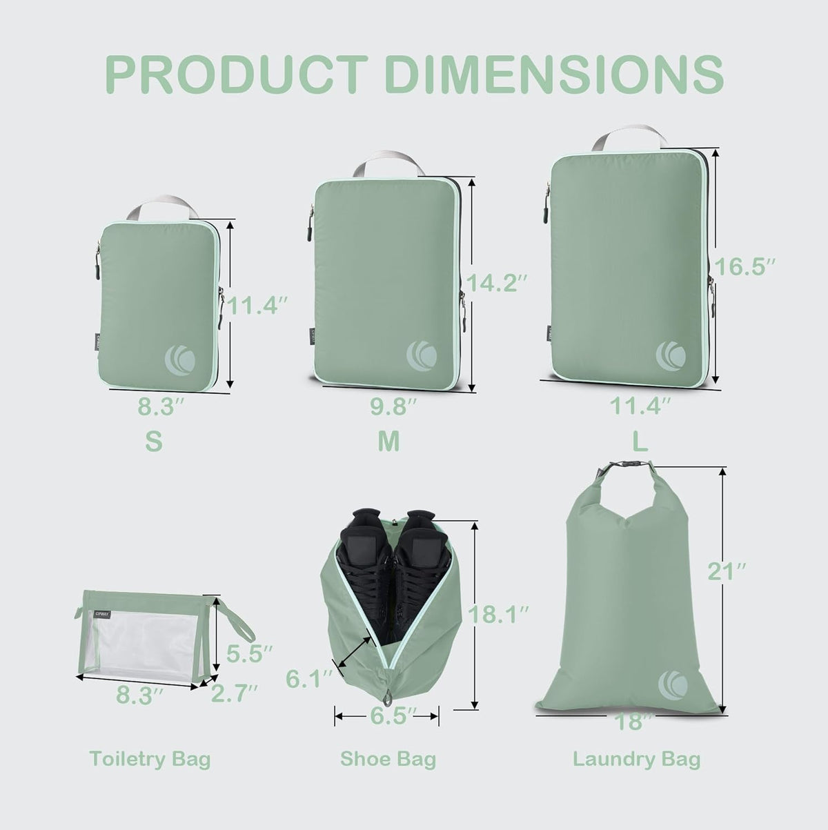Compression Packing Cubes, Ultralight Luggage Organizer Bags, Travel Essentials for Carry on Suitcase (White)