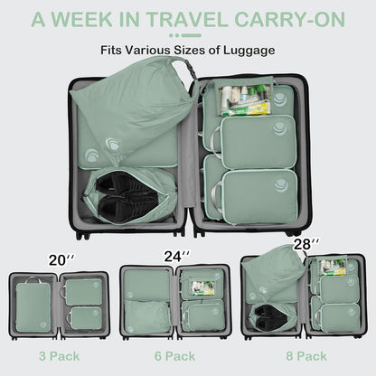 Compression Packing Cubes, Ultralight Luggage Organizer Bags, Travel Essentials for Carry on Suitcase (White)
