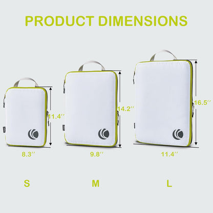 Compression Packing Cubes, Ultralight Luggage Organizer Bags, Travel Essentials for Carry on Suitcase (White)