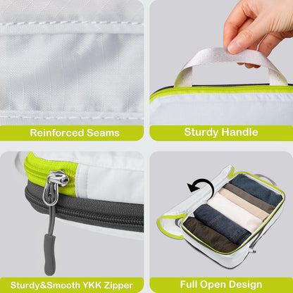 Compression Packing Cubes, Ultralight Luggage Organizer Bags, Travel Essentials for Carry on Suitcase (White)