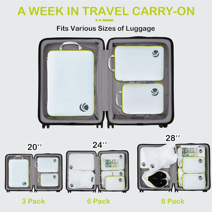 Compression Packing Cubes, Ultralight Luggage Organizer Bags, Travel Essentials for Carry on Suitcase (White)