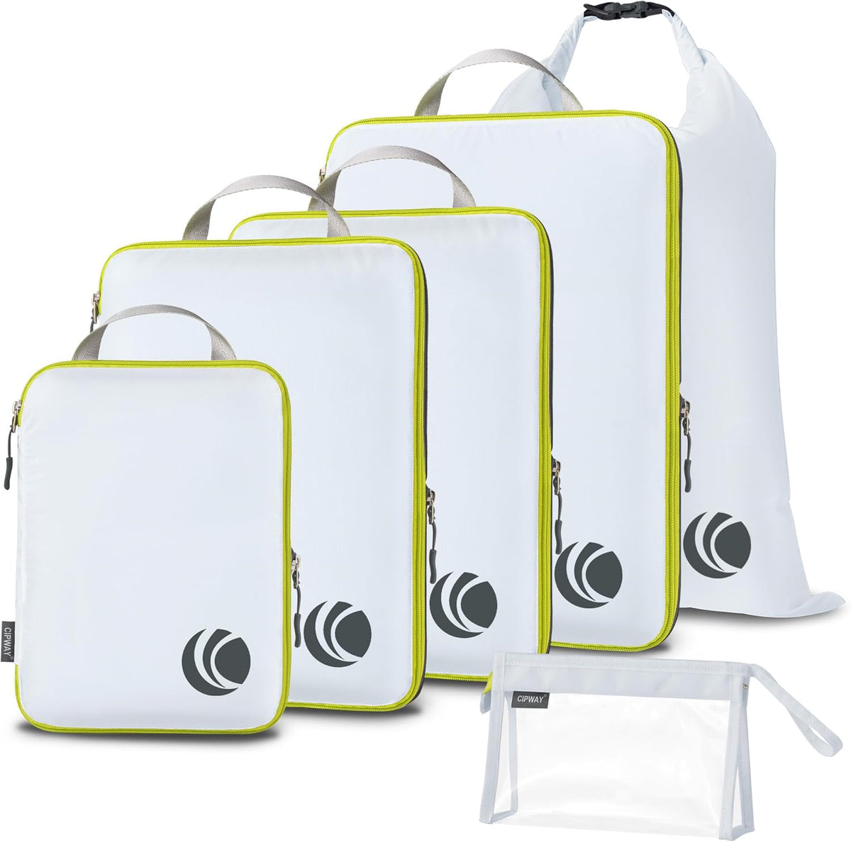 Compression Packing Cubes, Ultralight Luggage Organizer Bags, Travel Essentials for Carry on Suitcase (White)