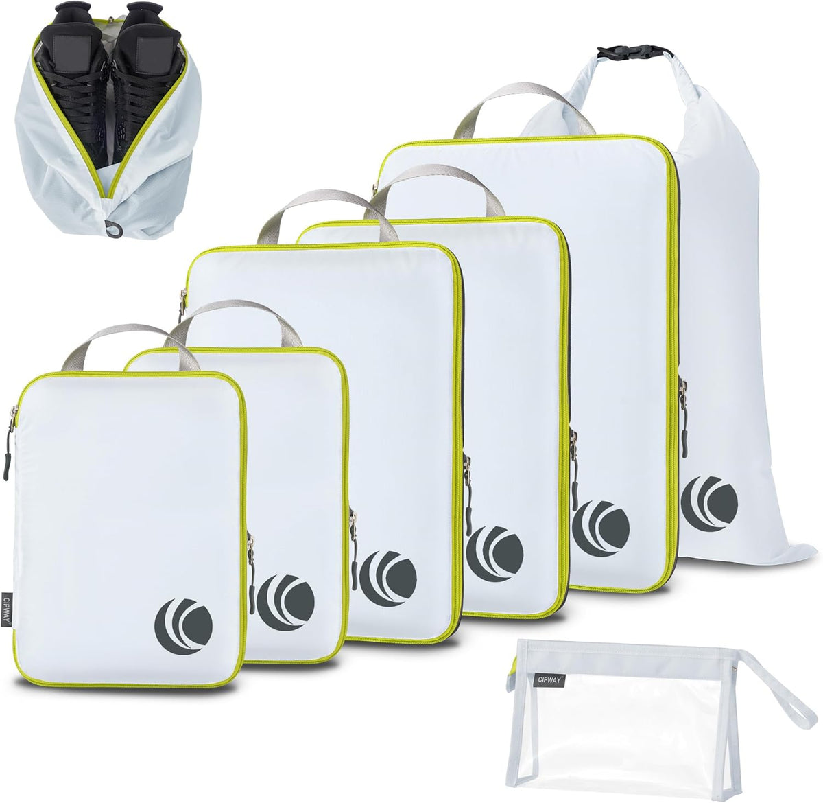 Compression Packing Cubes, Ultralight Luggage Organizer Bags, Travel Essentials for Carry on Suitcase (White)