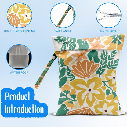 Wet Dry Bag Wet Bag for Swimsuit Dirty Yoga Gym Clothes Diaper Camping Beach Poor Travel Summer Essential Vacation Holiday Summer Boho Flower