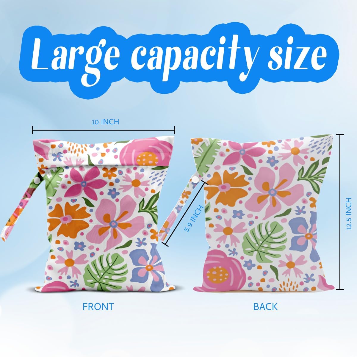 Wet Dry Bag Wet Bag for Swimsuit Dirty Yoga Gym Clothes Diaper Camping Beach Poor Travel Summer Essential Vacation Holiday Summer Boho Flower