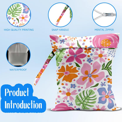 Wet Dry Bag Wet Bag for Swimsuit Dirty Yoga Gym Clothes Diaper Camping Beach Poor Travel Summer Essential Vacation Holiday Summer Boho Flower