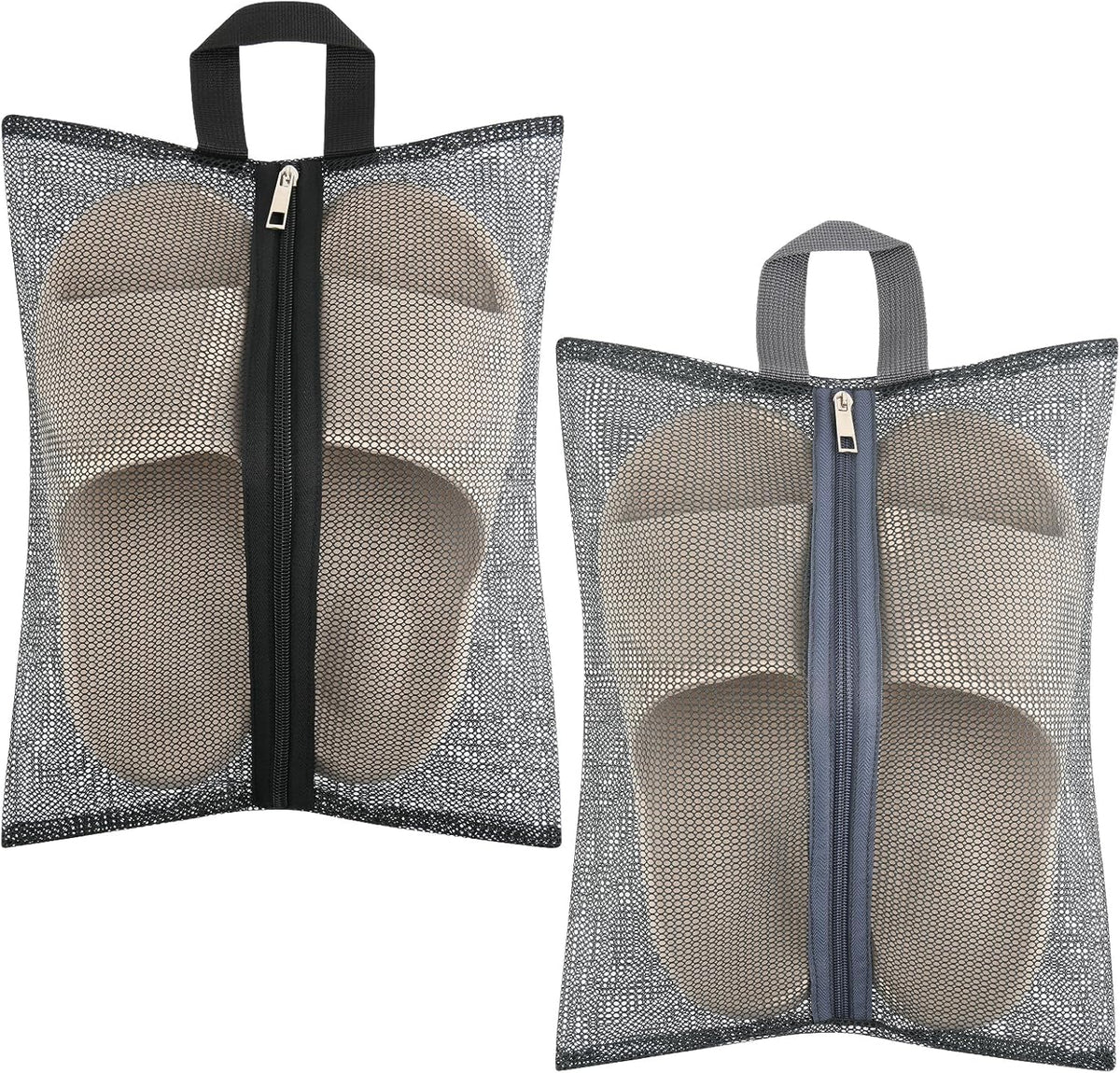 2 Pcs Shoe Bags for Travel, Mesh Breathable Sneaker Bags Portable Shoe Storage Organizer with Handle for Travel Gym Sport, Reusable Zipper Pouch for Women and Men