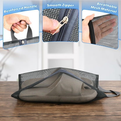 2 Pcs Shoe Bags for Travel, Mesh Breathable Sneaker Bags Portable Shoe Storage Organizer with Handle for Travel Gym Sport, Reusable Zipper Pouch for Women and Men