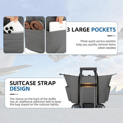 Uarition 50L Foldable Duffle Bag, Lightweight Travel Bag with Tear Resistant for Men Women, gray