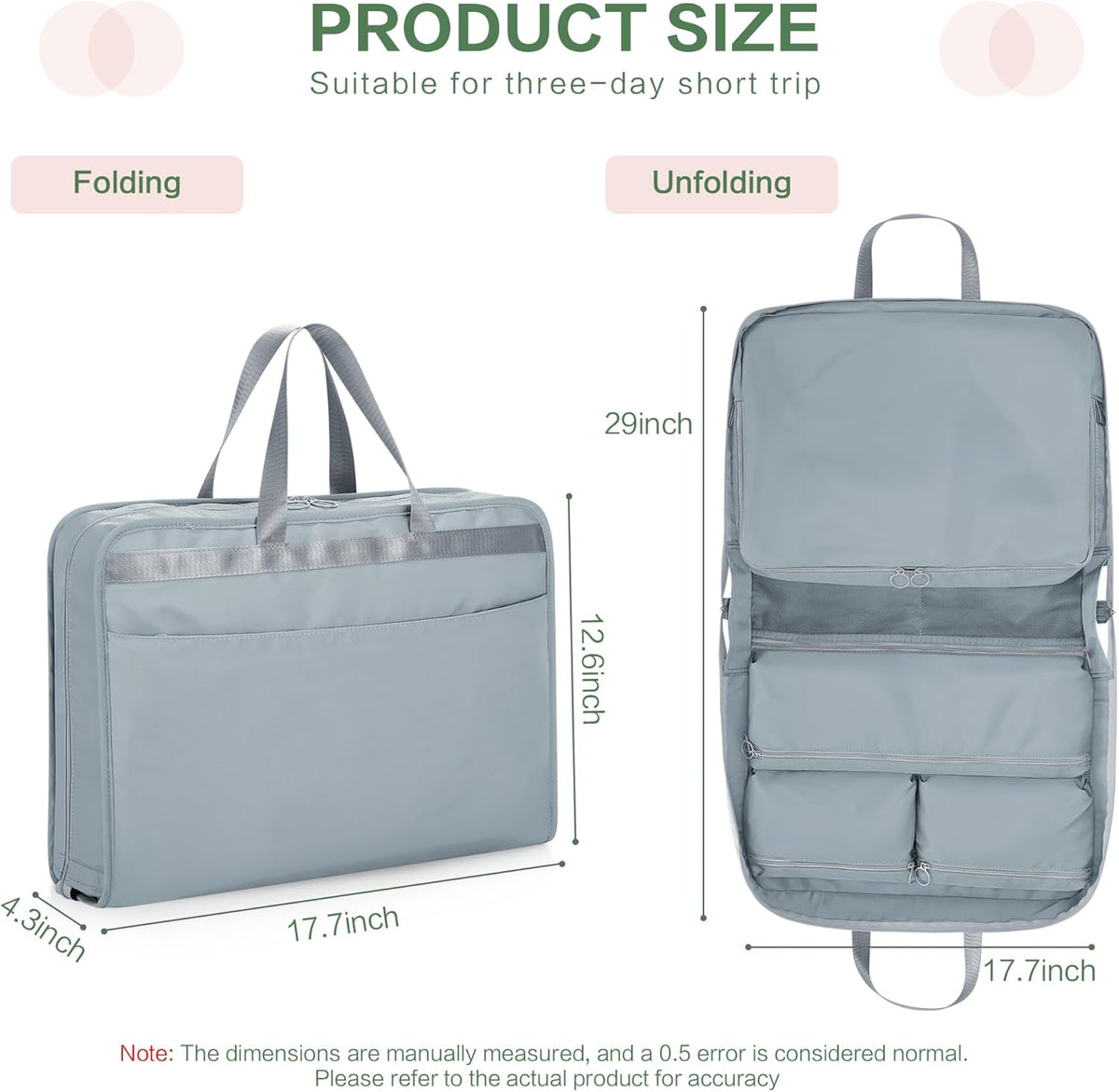 Hanging Luggage Organizer Travel Closet for Carry-on, Portable 5 in 1 Storage Bag for Women, Foldable Packing Cube for Clothes, Travel Essentials, Blue