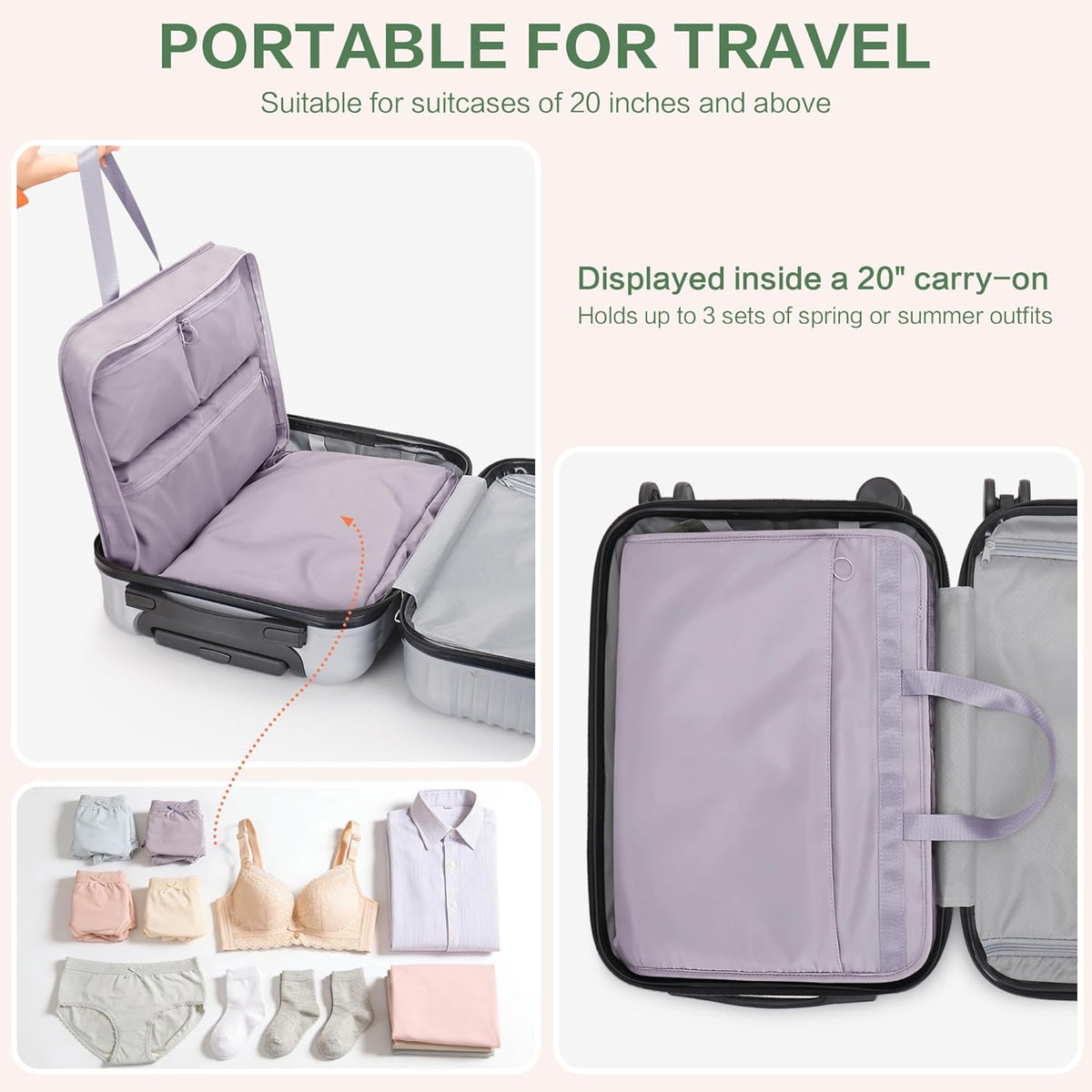 Hanging Luggage Organizer Travel Closet for Carry-on, Portable 5 in 1 Storage Bag for Women, Foldable Packing Cube for Clothes, Travel Essentials, Blue