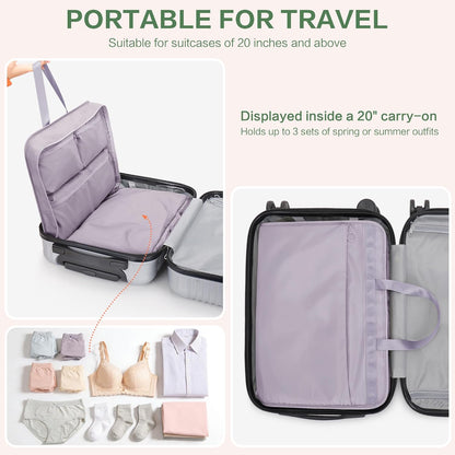 Hanging Luggage Organizer Travel Closet for Carry-on, Portable 5 in 1 Storage Bag for Women, Foldable Packing Cube for Clothes, Travel Essentials, Blue