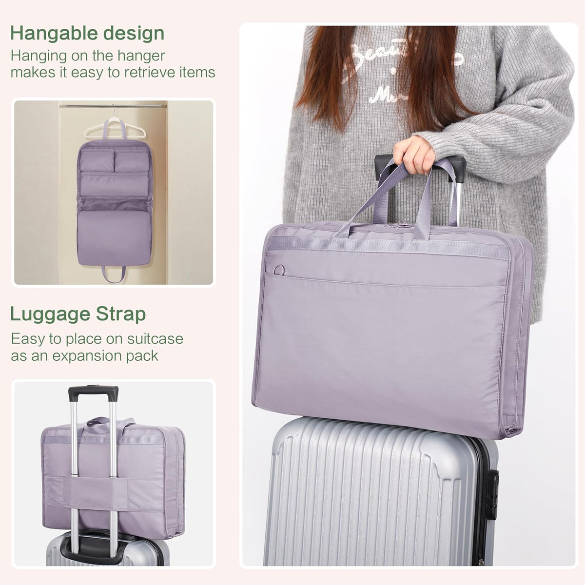 Hanging Luggage Organizer Travel Closet for Carry-on, Portable 5 in 1 Storage Bag for Women, Foldable Packing Cube for Clothes, Travel Essentials, Blue