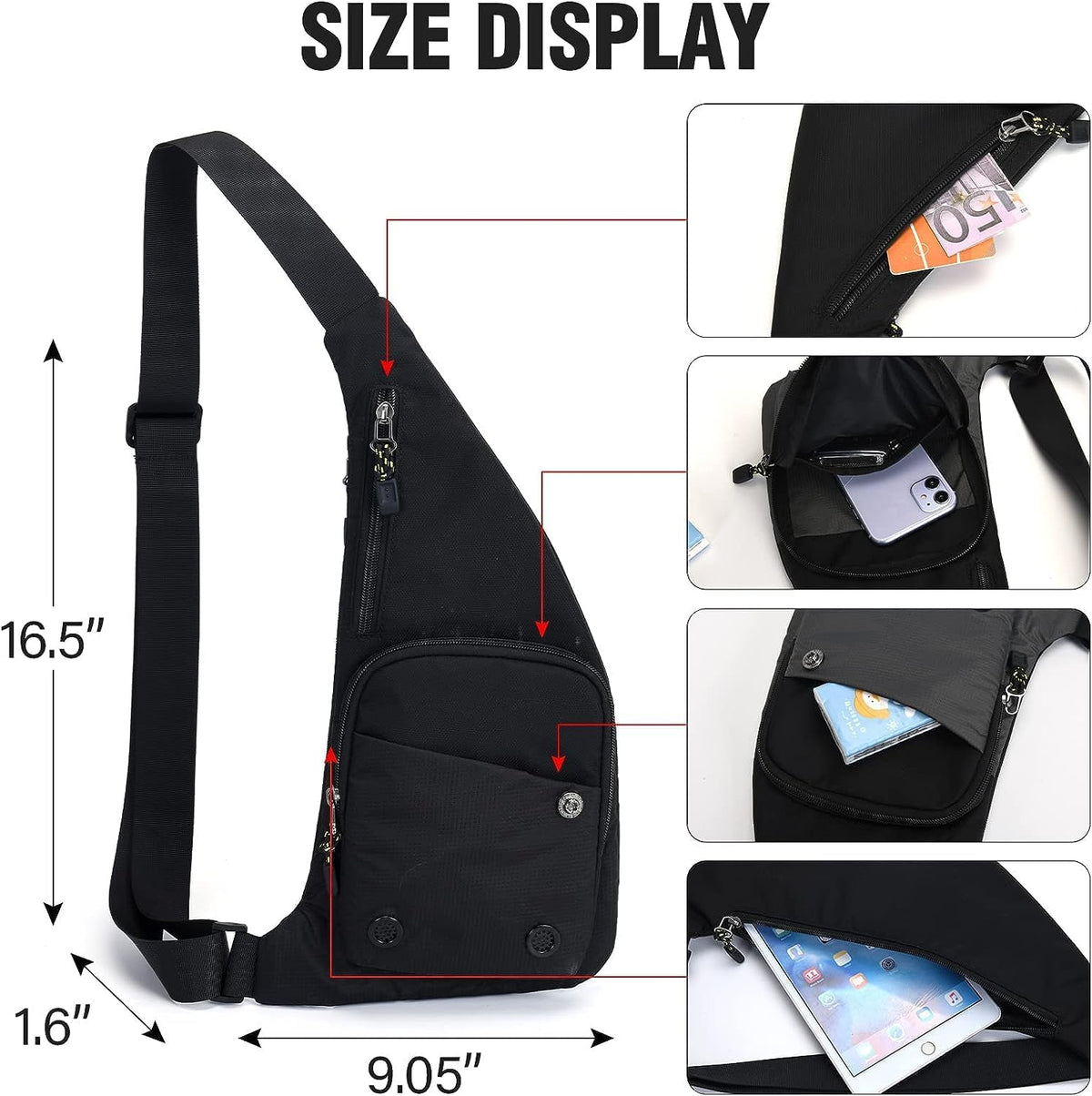 Water-resist Sling Bag Crossbody Bag for Men Slim Chest Backpack Man Purse Small Shoulder Bag for Travel Hiking