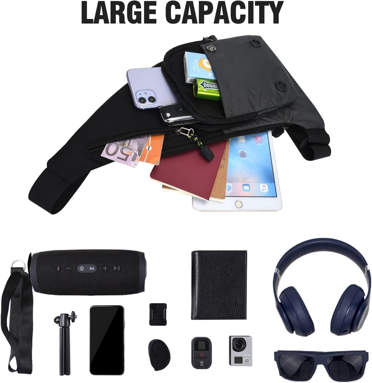 Water-resist Sling Bag Crossbody Bag for Men Slim Chest Backpack Man Purse Small Shoulder Bag for Travel Hiking