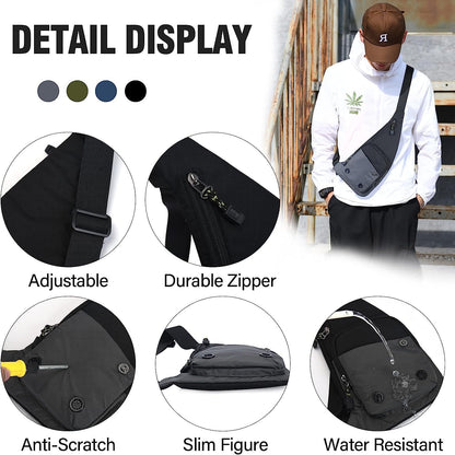 Water-resist Sling Bag Crossbody Bag for Men Slim Chest Backpack Man Purse Small Shoulder Bag for Travel Hiking
