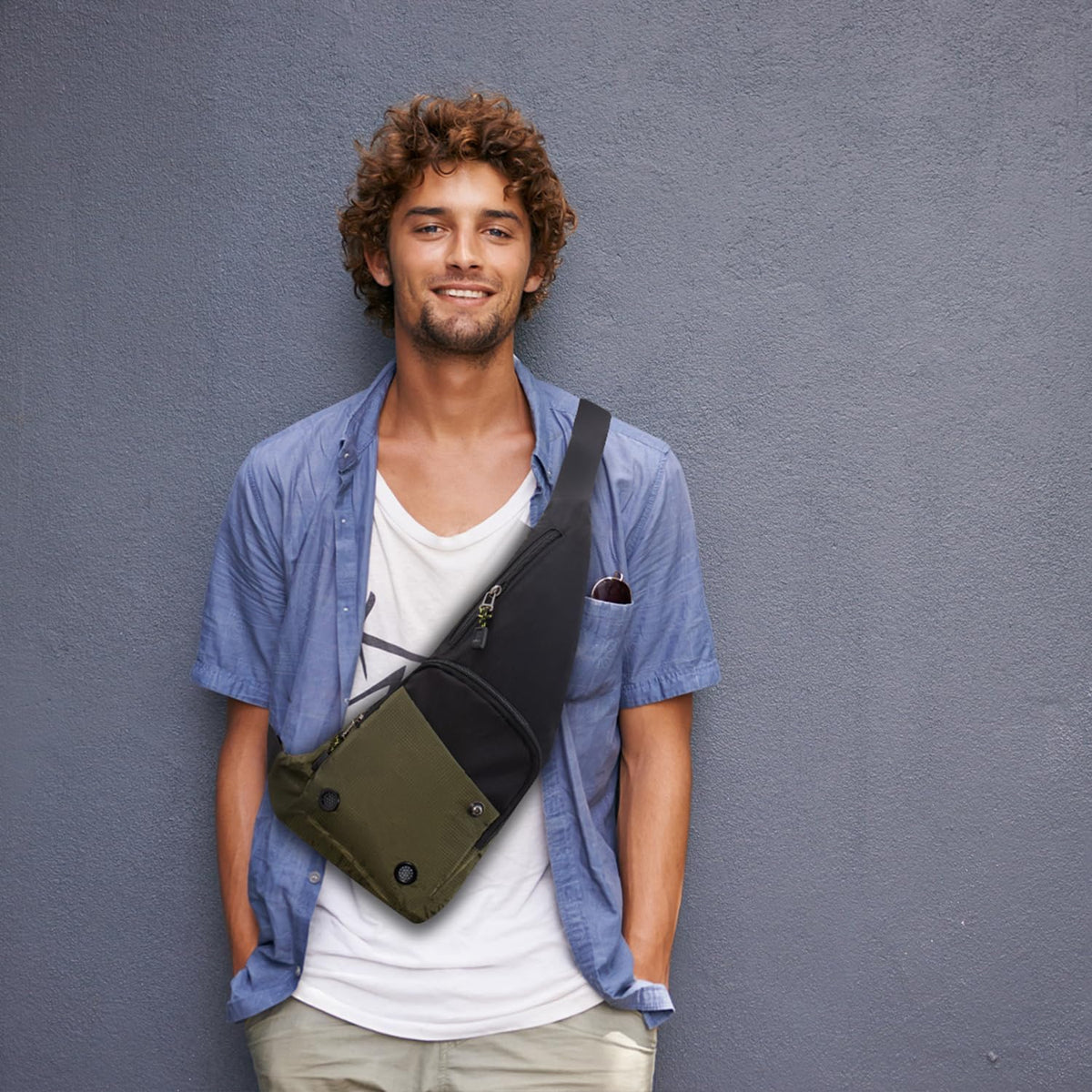 Water-resist Sling Bag Crossbody Bag for Men Slim Chest Backpack Man Purse Small Shoulder Bag for Travel Hiking