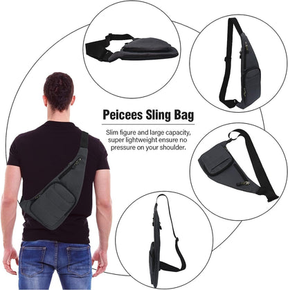 Water-resist Sling Bag Crossbody Bag for Men Slim Chest Backpack Man Purse Small Shoulder Bag for Travel Hiking