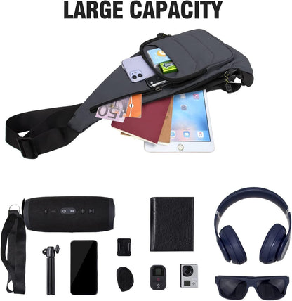 Water-resist Sling Bag Crossbody Bag for Men Slim Chest Backpack Man Purse Small Shoulder Bag for Travel Hiking