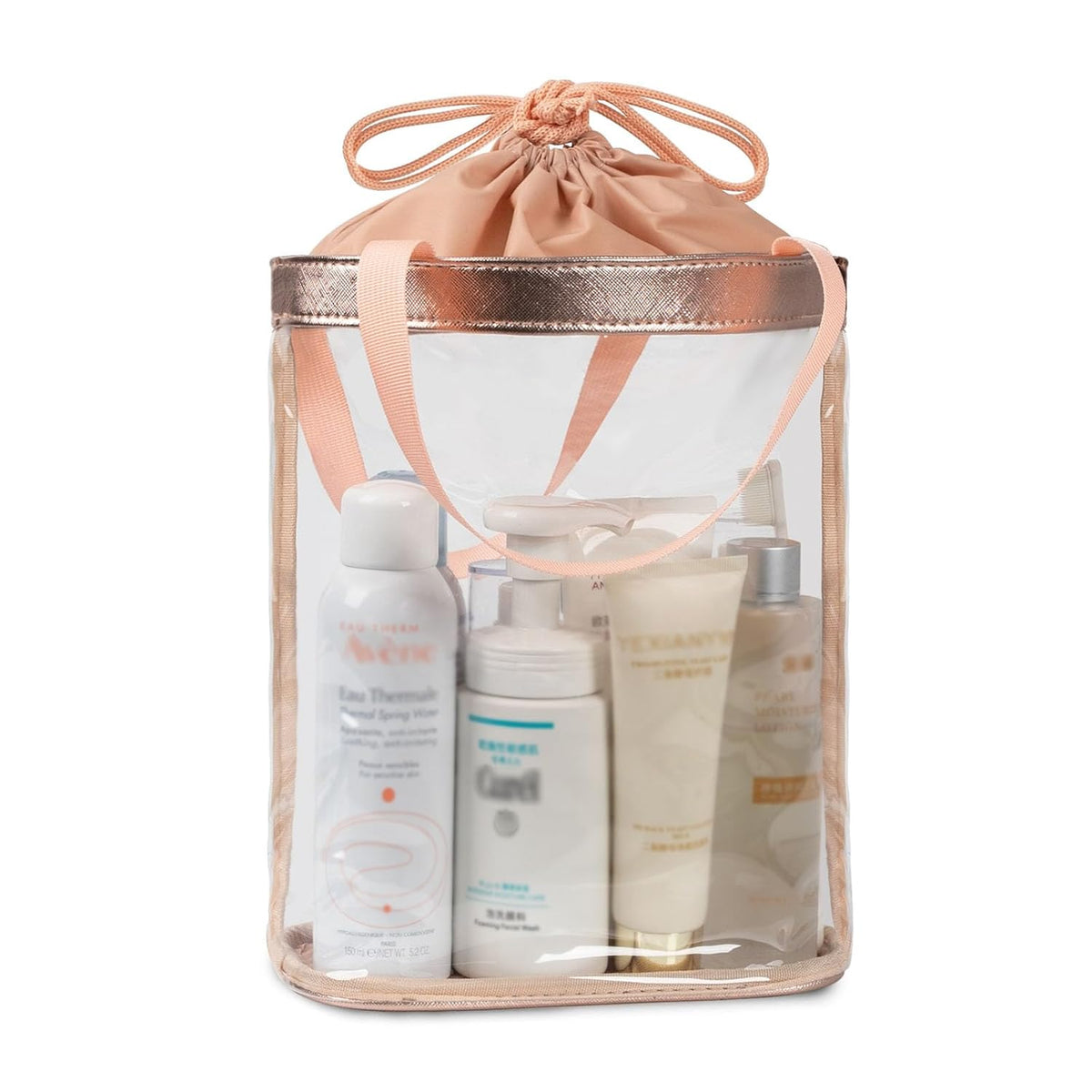 Clear Toiletry Bag, Travel Toiletry Bag for Women, TSA Approved Toiletry Bag, Waterproof Clear Makeup Bag Cosmetic Pouch, Transparent Makeup Organizer, Carry on Airport Airline Compliant