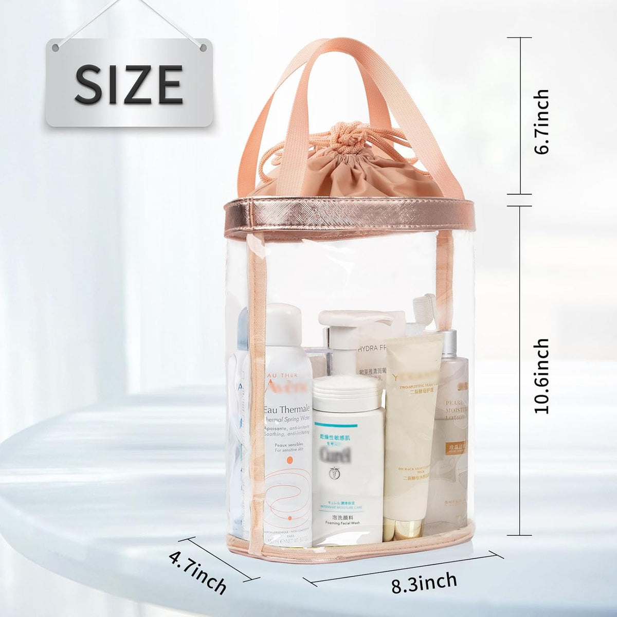 Clear Toiletry Bag, Travel Toiletry Bag for Women, TSA Approved Toiletry Bag, Waterproof Clear Makeup Bag Cosmetic Pouch, Transparent Makeup Organizer, Carry on Airport Airline Compliant
