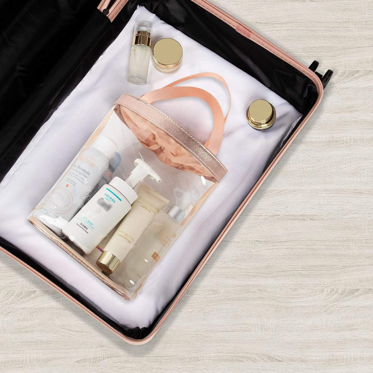 Clear Toiletry Bag, Travel Toiletry Bag for Women, TSA Approved Toiletry Bag, Waterproof Clear Makeup Bag Cosmetic Pouch, Transparent Makeup Organizer, Carry on Airport Airline Compliant