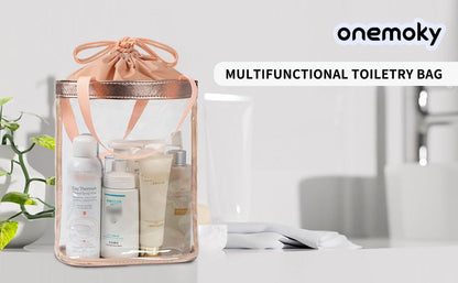 Clear Toiletry Bag, Travel Toiletry Bag for Women, TSA Approved Toiletry Bag, Waterproof Clear Makeup Bag Cosmetic Pouch, Transparent Makeup Organizer, Carry on Airport Airline Compliant