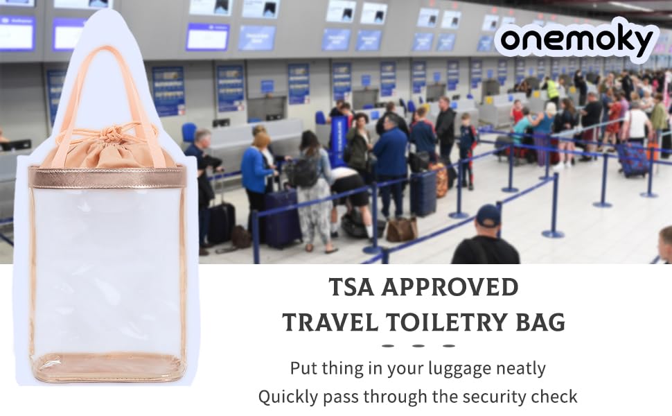 Clear Toiletry Bag, Travel Toiletry Bag for Women, TSA Approved Toiletry Bag, Waterproof Clear Makeup Bag Cosmetic Pouch, Transparent Makeup Organizer, Carry on Airport Airline Compliant