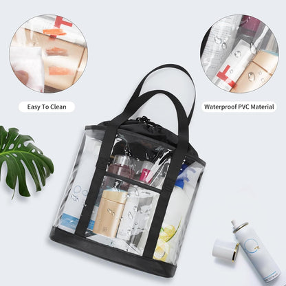 Clear Toiletry Bag, Travel Toiletry Bag for Women, TSA Approved Toiletry Bag, Waterproof Clear Makeup Bag Cosmetic Pouch, Transparent Makeup Organizer, Carry on Airport Airline Compliant