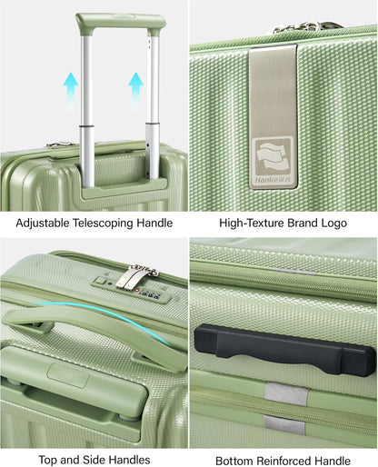 16 Inch Expandable Under Seat Luggage with Wheels Top Opening Small Suitcase with Wheels Carry On Luggage Airline Approved Lightweight Hard Shell Suitcases for Weekender Overnight-Caribbean Blue